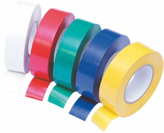 PVC Insulation Tape - Assorted Pack, Blue, Green, Red, White, Yellow, pack of 10
