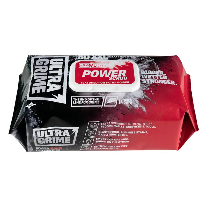 Ultra Grime Pro Power Scrub Wipes, Power Scrub, 38cm x 25cm, pack of 90