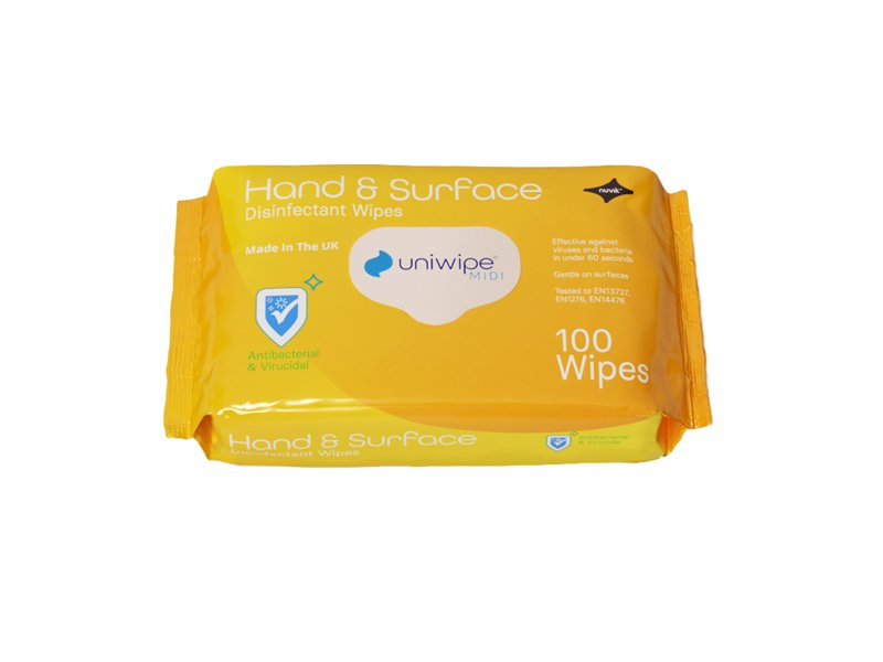 Hand and Surface Wet Wipes, pack of 100