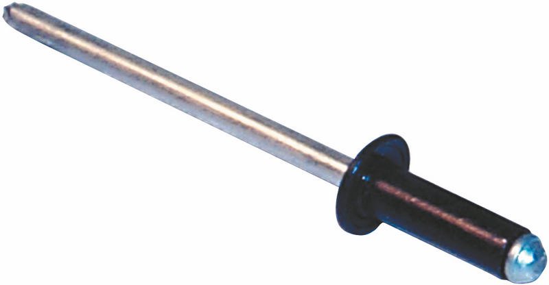 Black Rivets, Diameter 3.2 mm (1/8"), Length 8.0 mm (5/16"), pack of 100
