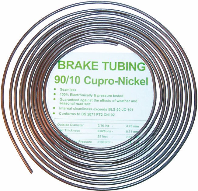 Brake Tubing, Length 25 ft, Outer Diameter 6 mm