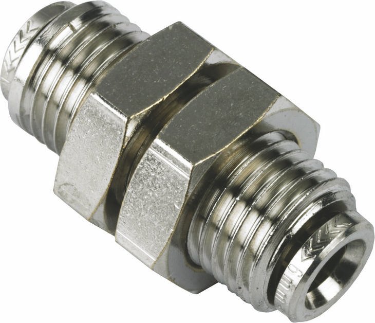 Brass Bulkhead Connectors, Hose OD 6 mm, pack of 5