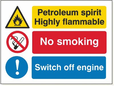 Petrol No Smoking, Foamex, 480 mm x 360 mm (19" x 14 1/4")