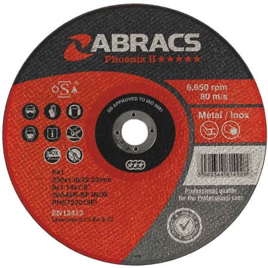 Cutting Discs, Diameter 100 mm (4"), Hole Size 16.0 mm, Thickness 1.6 mm, pack of 10