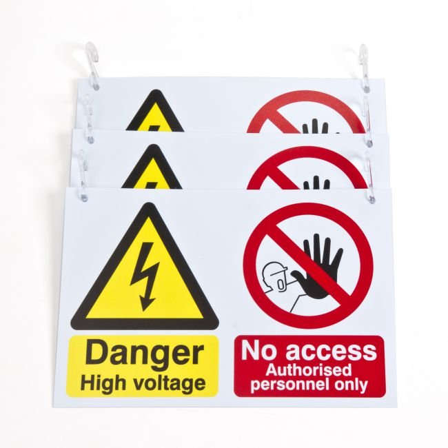 High Voltage Signs for Chains, pack of 3