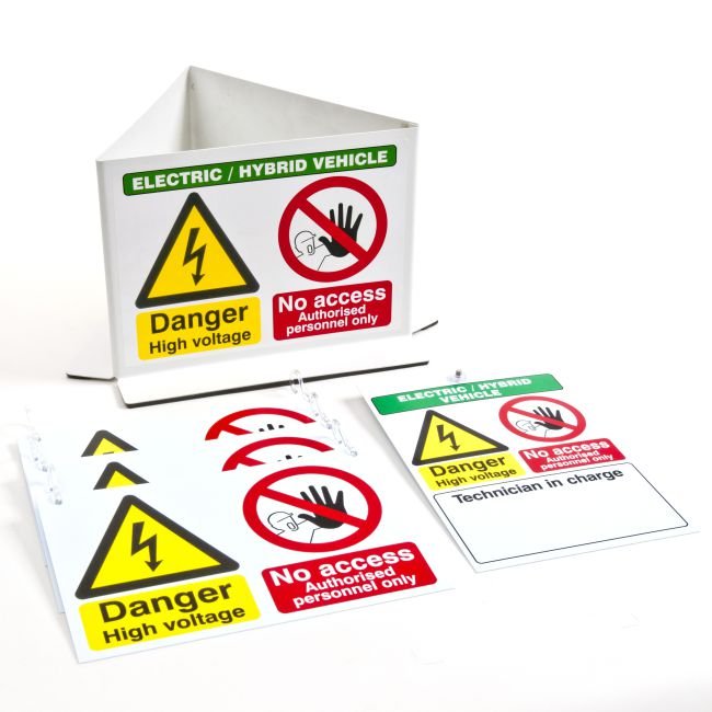 E V Vehicle Warning Sign Pack, pack of 5