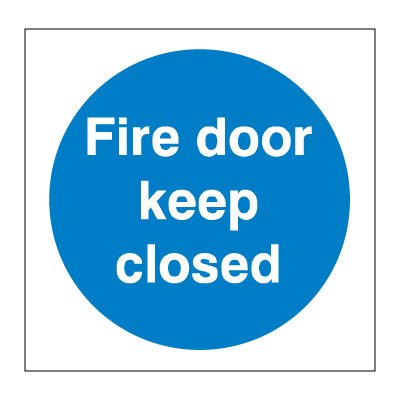 Fire Door Keep Closed, Adhesive, 120 mm x 120 mm (4.7" x 4.7")
