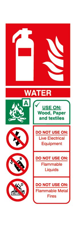 Extinguisher (RED), Adhesive, 250 mm x 100 mm (9.8" x 3.9")
