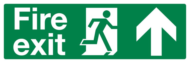 Fire Exit Up Arrow, Adhesive, 150 mm x 450 mm (5.9" x 17.7")