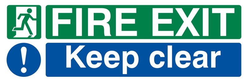 Fire Exit Keep Clear, Adhesive, 150 mm x 450 mm (5.9" x 17.7")