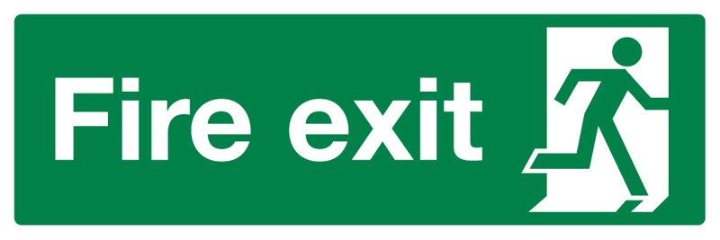 Fire Exit, 120 mm x 360 mm (4.7" x 14.2"), Foamex
