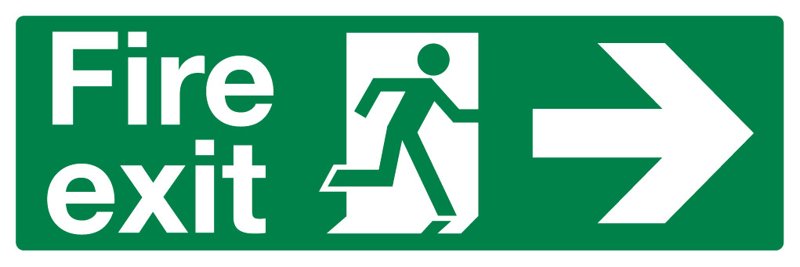 Fire Exit Right Arrow, 120 mm x 360 mm (4.7" x 14.2"), Adhesive