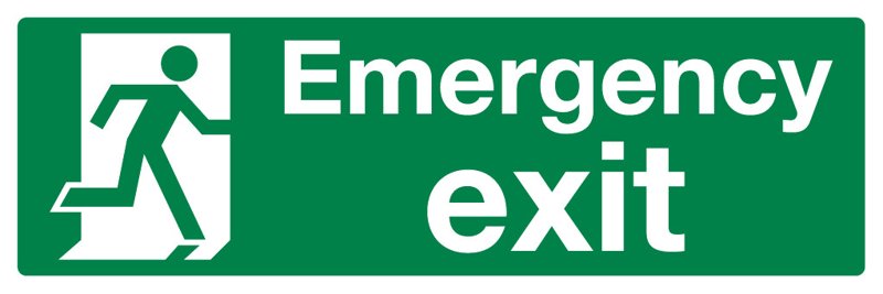 Emergency Exit, 120 mm x 360 mm (4.7" x 14.2"), Foamex