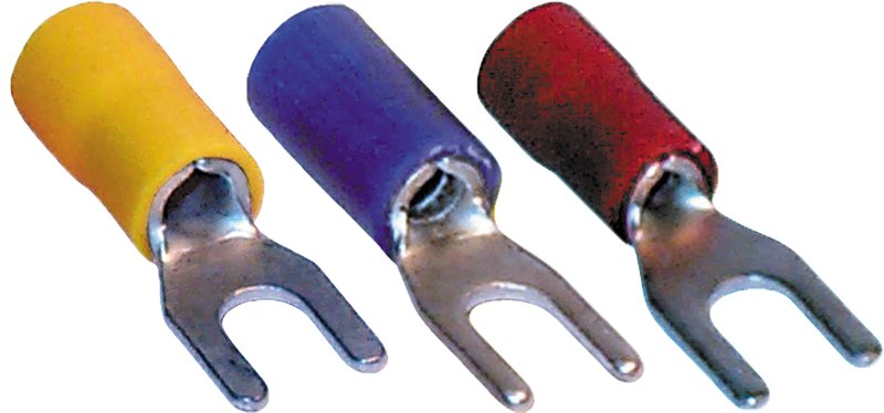 Fork Terminals, Red, Fits Tab 5.3 mm (2BA), pack of 100