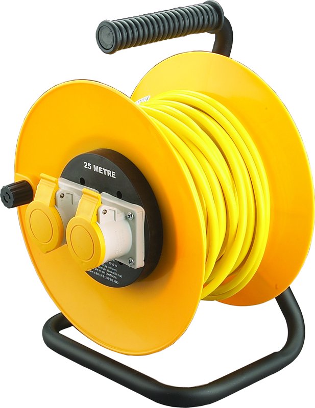 In-Line Extension Reel, Length 25 m, Voltage 110V, Gangs 2 Gang
