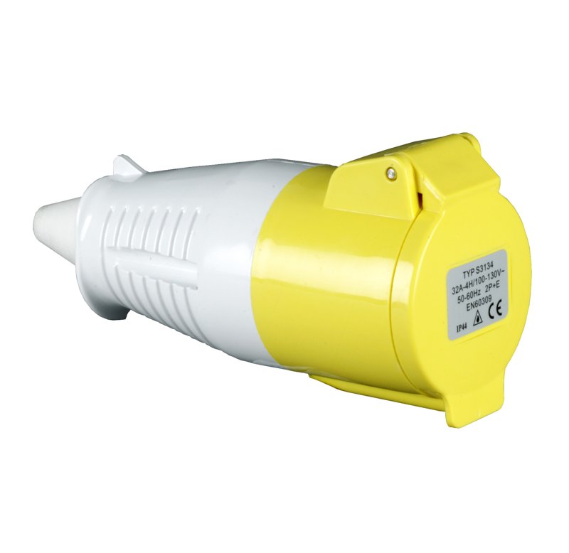 In-Line Sockets, Yellow, Amperage 32 amp, Voltage 110V