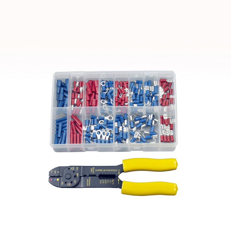 Insulated Terminals & Crimping Tool, Assorted Box, pack of 206