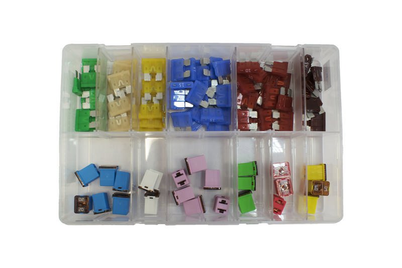 J Case & ATO Blade Fuses, Assorted Box, pack of 104