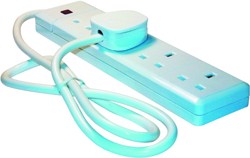 Neon Extension Lead, Length 1 m, Amperage 13 amp, Voltage 240v, Gangs 4 Gang