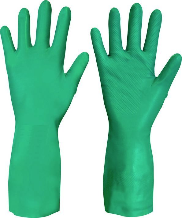 Nitrile Industrial Gloves, Green, Medium, pack of 2