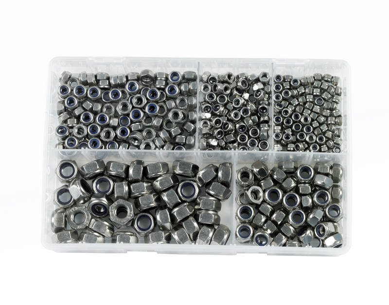 Nylon Insert Locking Nuts, Assorted Box, pack of 390