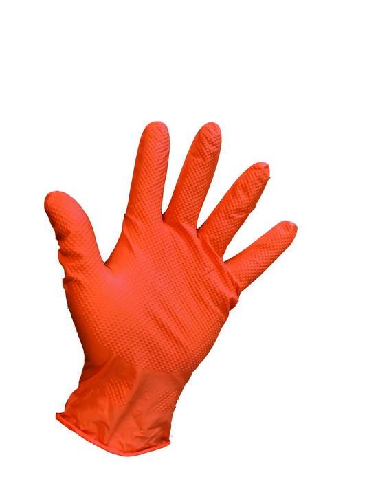 OnHand Grip Plus Disposable Gloves, Orange, Nitrile Grip, Medium, pack of 90