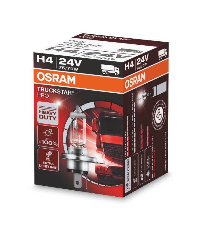 Osram Truckstar® H4, Wattage 75 / 70w, Voltage 24 v