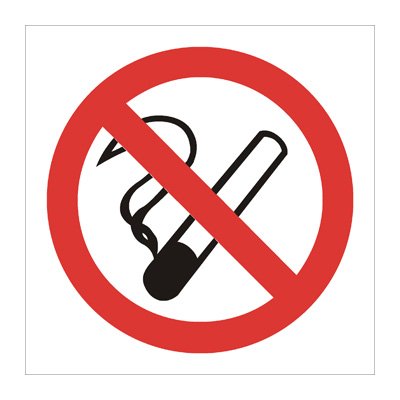 No Smoking, Adhesive, 80 mm x 80 mm (3.1" x 3.1"), pack of 10