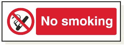 No Smoking, 120 mm x 360 mm (4.7" x 14.2"), Adhesive