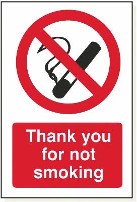 Thank You For Not Smoking, 240 mm x 360 mm (9.4" x 14.2"), Foamex