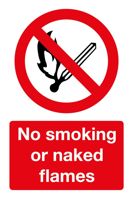 No Smoking Or Naked Lights, 240 mm x 360 mm (9.4" x 14.2"), Foamex