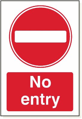 No Entry, 240 mm x 360 mm (9.4" x 14.2"), Foamex