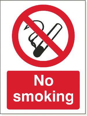 No Smoking, Foamex, 480 mm x 360 mm (19" x 14.2")