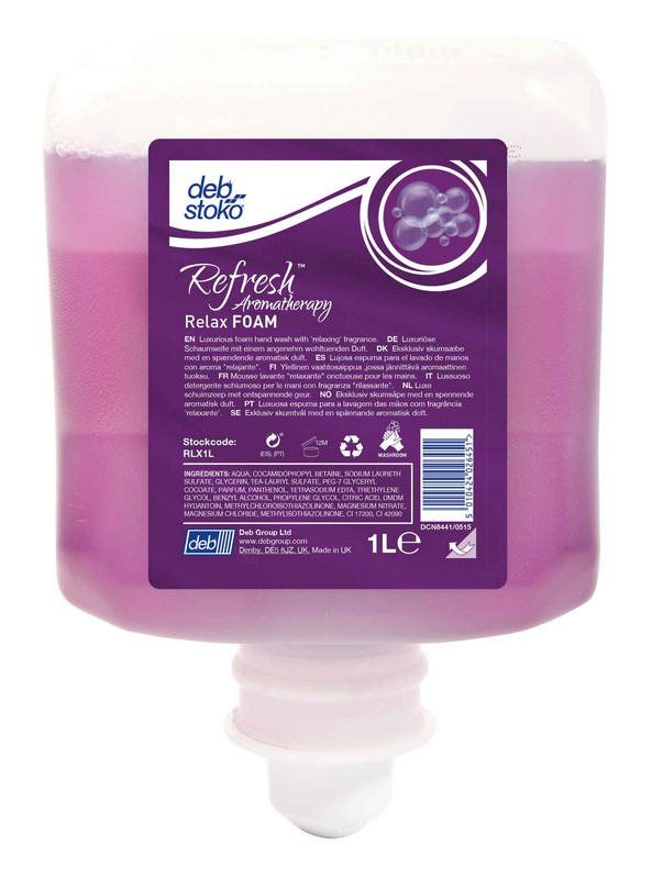 Refresh™ Relax Foam and Lotion, 1 ltr Cartridges, Foaming Handwash, pack of 6