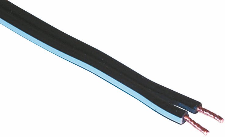 Stereo Speaker Cable, Length 30 m, Black (with white stripe)