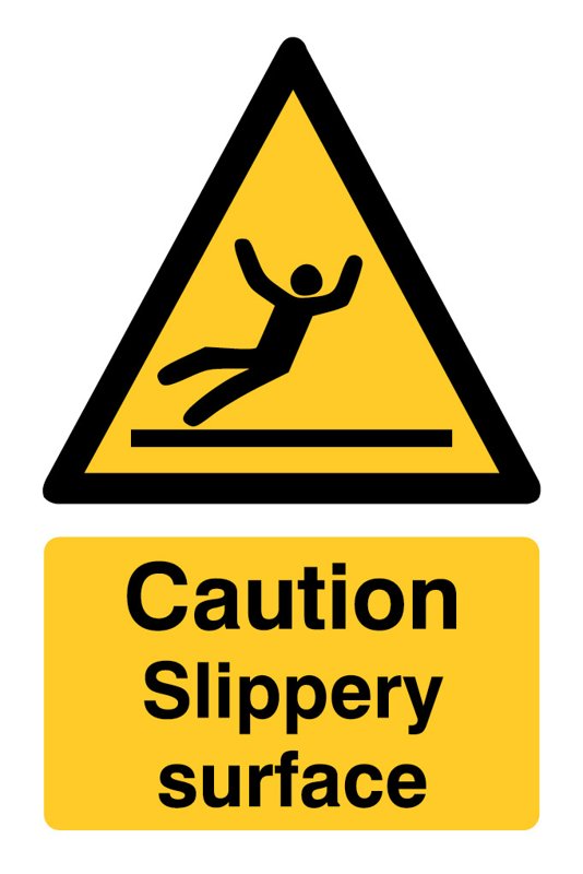 Caution Slippery Surface, 240 mm x 360 mm (9.4" x 14.2"), Foamex