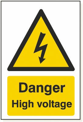 Danger High Voltage, 240 mm x 360 mm (9.4" x 14.2"), Foamex