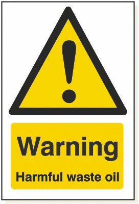 Warning Harmful Waste Oil, 240 mm x 360 mm (9.4" x 14.2"), Adhesive
