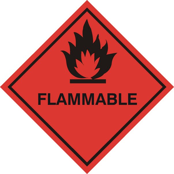 Flammable Sticker, 100 mm x 100 mm (3.9" x 3.9")
