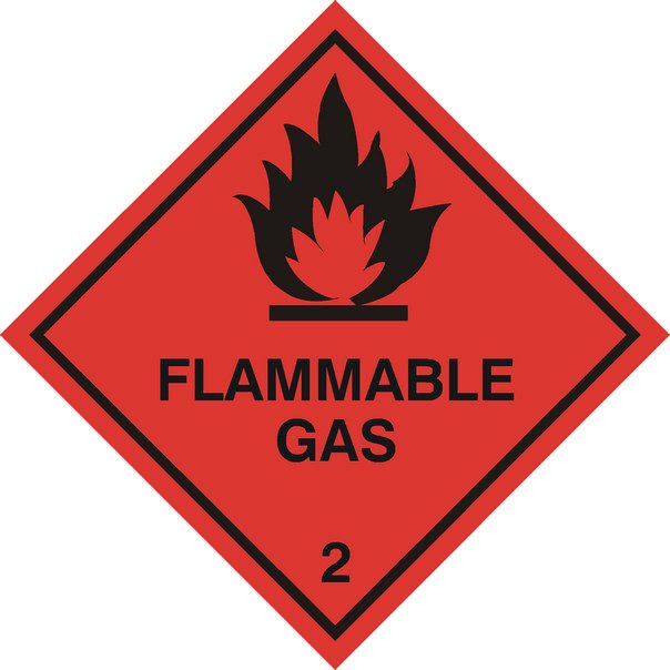 Flammable Gas Sticker, 100 mm x 100 mm (3.9" x 3.9")