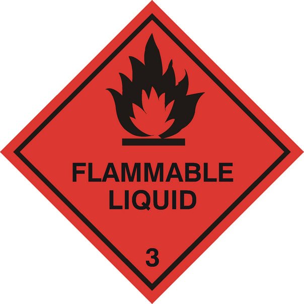 Flammable Liquid Sticker, 100 mm x 100 mm (3.9" x 3.9")