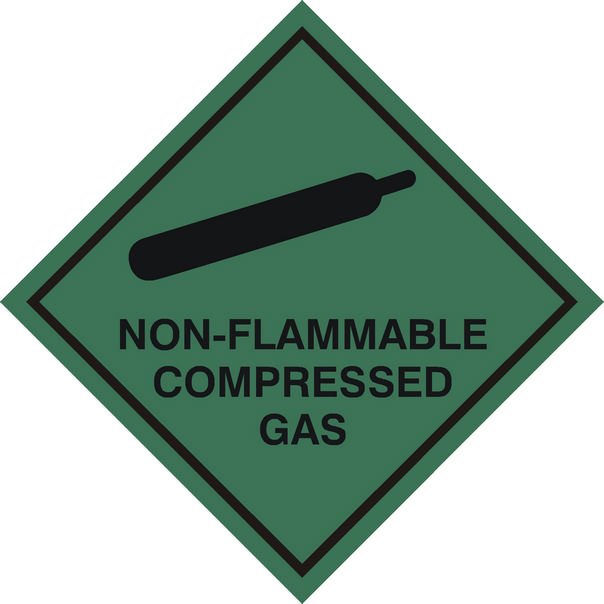 Nonflammable Compressed Gas Sticker, 100 mm x 100 mm (3.9" x 3.9")