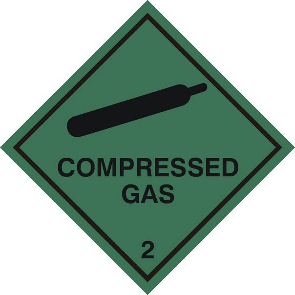 Compressed Gas Sticker, 100 mm x 100 mm (3.9" x 3.9")