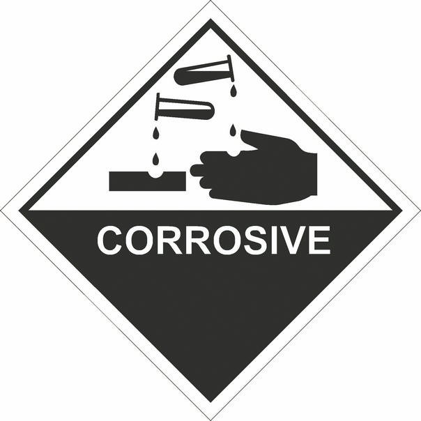 Corrosive Sticker, 100 mm x 100 mm (3.9" x 3.9")