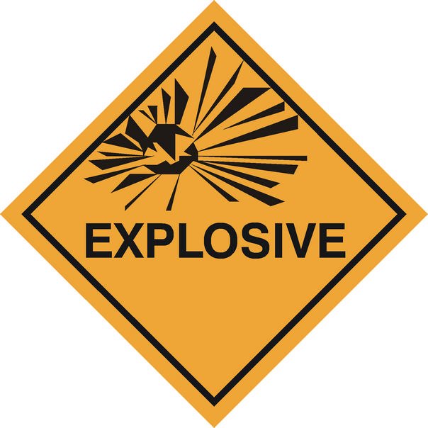 Explosive Sticker, 100 mm x 100 mm (3.9" x 3.9")