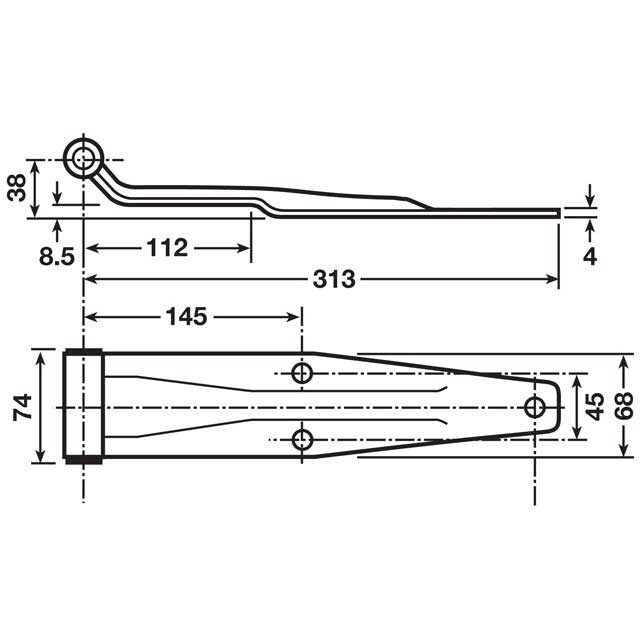 HINGE BLADE 74MM ZINC PLATED